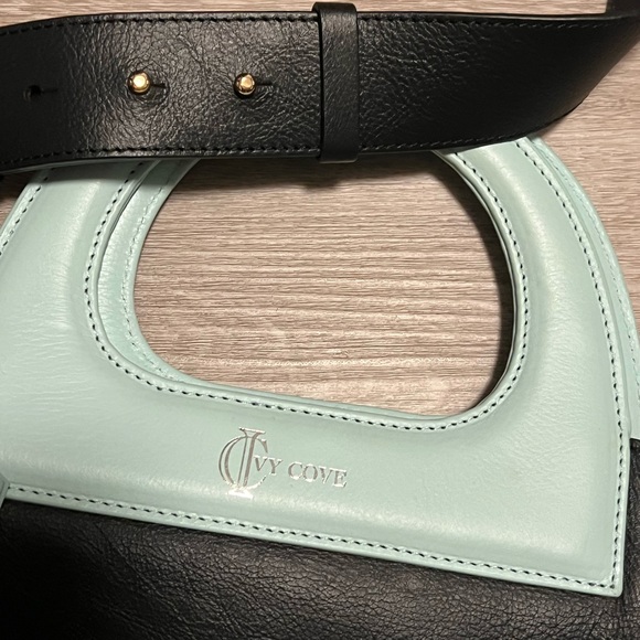 Gropius tote by Ivy Cove - black and blue leather with strap - Picture 2 of 7